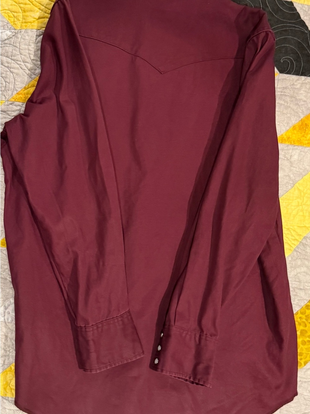 Wrangler Men’s XLT Long Sleeve Button-Down Shirt — Burgundy - Picture 8 of 11